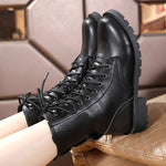 2019 New Buckle Winter Motorcycle Boots Women British Style Ankle Boots Gothic Punk Low Heel ankle Boot Women Shoe Plus Size 43 - webtekdev