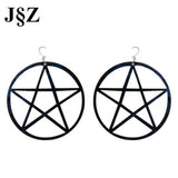 Hippie Acrylic Big Black Pentagram Star Earrings Dangle Hanging Earings Gifts for Women Party Fashion Jewelry Aretes De Mujer (Black) - webtekdev