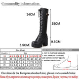 Gdgydh Hot Sale Spring Autumn Lacing Knee High Boots Women Fashion White Square Heel Woman Leather Shoes Winter PU Large Size 43 - webtekdev