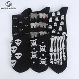 Modeager Fashion Hip hop Black Color Skeleton Alien Halloween Cool Women Socks Cotton Soft Summer Thin Novelty Socks for Women - webtekdev