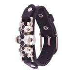 Cool Skeleton Skull Punk Gothic Bangle Bracelet PU Leather Wristband Jewelry Gifts For Men  8 TT@88 (as shown) - webtekdev