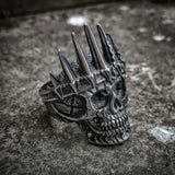 EYHIMD Mens Classical Nobility Silver King Crown Skull 316L Stainless Steel Biker Rings Punk Fasion Jewelry Gift for Men - webtekdev