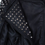 2018 Autumn Winter Fashion Women Rivets Motorcycle Pu Faux Leather Spike Studded Jacket Veste Femme Cuir Rock Short Jackets D129 - webtekdev