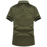MANLI Plus Size M-6XL 2018 Men Summer Outdoor Short Sleeve Shirt Man 100% Pure Cotton Afs Jeep Khaki Shirts Army Green Clothing - webtekdev