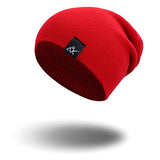 Cotton Blends Hip Hop Beanies For Girl Winter Cap Label Knitted Hat Female Unisex Solid Color Bonnet Casual Slouchy Skullies - webtekdev