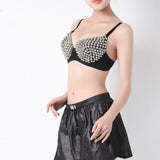 Sexy Bras Women Party  2017 New All-over Spike Rivet Metallic Punk Dance push up  Bra Nightclub Brutal bralette encaje#Z20 - webtekdev