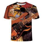 New Men's 3D printed T-Shirt rock&roll tshirt Musical guitar Elastic Breathable Summer American Casual orchestra band Asian size - webtekdev