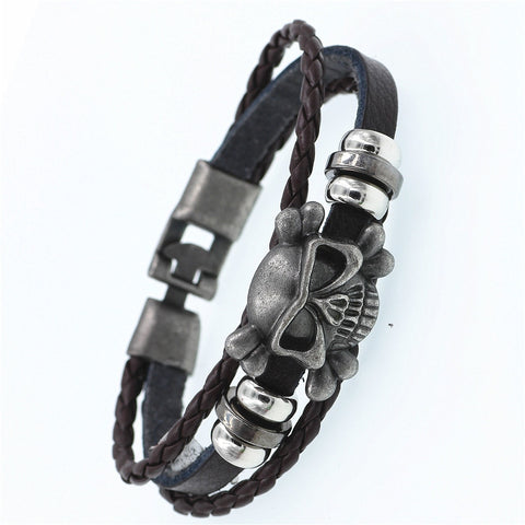DGW Retro Skull Leather Bracelets Fashion Jewelry Leather Bracelet Men Wristband Bracelets For Women Best Gift Pulsera (SCSL029) - webtekdev