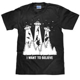 Funny Alien Printed Unisex Black T Shirt I Want To Believe Kawaii Dinosaur Summer Cotton Abduction Outer Space T Shirt Women New - webtekdev