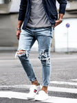 New Skinny Jeans men Streetwear Destroyed Ripped Jeans Homme Hip Hop Broken modis male Pencil Biker Embroidery Patch Pants - webtekdev