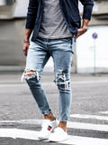 New Skinny Jeans men Streetwear Destroyed Ripped Jeans Homme Hip Hop Broken modis male Pencil Biker Embroidery Patch Pants - webtekdev