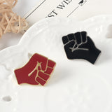 QIHE JEWELRY Raised fist pins Black red power of unity brooches Solidarity symbol jewelry for men women - webtekdev