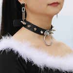 KMVEXO O-Round Spike Choker Collar Women Harness Choker Necklace for Women 2019 Punk Leather Chocker Gothic Jewelry - webtekdev