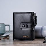 JINBAOLA Men Wallet Brand Wallet Double Zipper&Hasp Design Small Wallet  Male High Quality - webtekdev