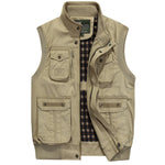 LONMMY 6XL 7XL Sleeveless jacket men vest 100% cotton Military style vests for men streetwear Outerwear army green Khaki New - webtekdev