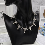 Rivets CCB Material Chokers Punk Goth Handmade Choker Necklace Silver Spike Rivet Necklace EMO Rock Gothic Chocker - webtekdev