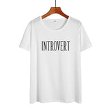 Introvert Book Lovers Nerdy Bookworm Funny Saying Tshirt Summer Women T Shirt Black White Cotton Tops Causal Tee Shirt Femme - webtekdev