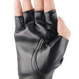 HOT Unisex Cool BLACK Punk Rock Studded LEATHER LOOK FINGERLESS GLOVES - webtekdev