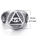 Mens Stainless Steel Ring Illuminati The All-seeing-eye illunati pyramid/eye symbol Biker Jewelry Size 7-15 - webtekdev