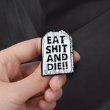 Tombstone Brooch Pin Punk Rude Letters Metal Badge Enamel Pin Button Fashion Gothic Dark Jewelry Halloween Gift for Women Men - webtekdev