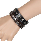 ZMZY Snap Punk Rock Wrap Leather Bracelet Men Vintage Star Spikes Rivet Gothic Wide Cuff Bracelets For Women Jewelry - webtekdev