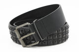 3-Row Studded Leather Belt (Black) - webtekdev