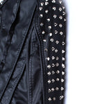 2018 Autumn Winter Fashion Women Rivets Motorcycle Pu Faux Leather Spike Studded Jacket Veste Femme Cuir Rock Short Jackets D129 - webtekdev