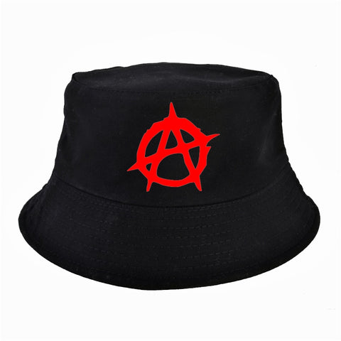 Print Casual Men Women Brand Anarchy Symbol hat Punk Rock Bucket Hats Summer Fisherman Panama caps hunting cap - webtekdev