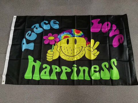 Flaglink 90*150cm Peace love happiness smile face Flag (90 x 150cm) - webtekdev