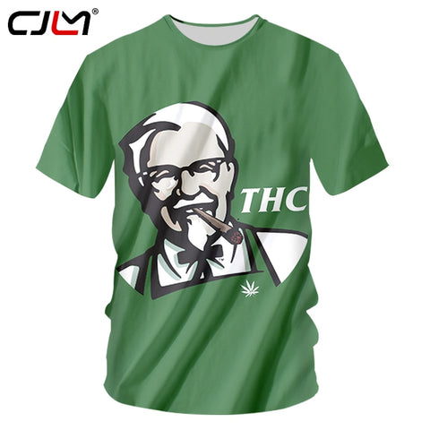 CJLM Green Tshirt Men New Arrivals THC 3D KFC X 420 Printed T Shirts Hip Hop O-neck Hip Hop Streetwear Tees S-7XL Wholesales - webtekdev