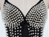 Quality Women Fashion Sexy Lingeries Glitter Rivet Black Club Punk Dance Bra Top waist trainer corset Gothic Gold corsets - webtekdev