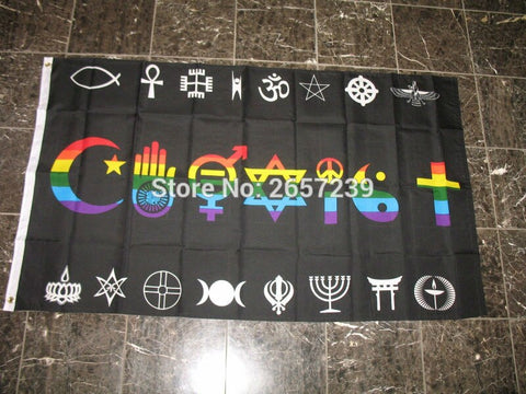 Rainbow Coexist Peace Gay Lesbian Flag  3x5FT Team banner150X90CM 100D  Polyester  brass grommets custom flag, Free Shipping - webtekdev