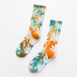 PEONFLY New Personality Printing White Maple Leaves Men Colorful Cotton Socks Hip Hop Street Skater Sock Male Autumn Winter - webtekdev
