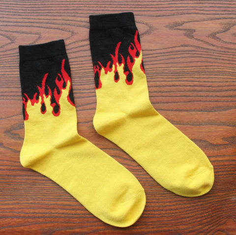 Men and women fashion fire print cotton street socks - webtekdev