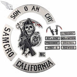 SOA Original Son of embroidery back patch anarchy black iron on patches for clothing motorcycle club 35CM - webtekdev