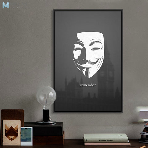 Black White London Pop Film Hero V For Vendetta Canvas Large Art Print Poster Abstract Wall Picture Home Decor Painting No Frame - webtekdev
