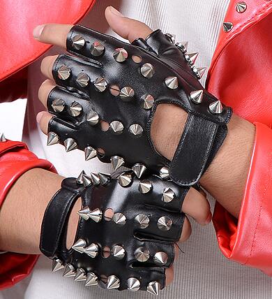 Children's punk rivet faux leather glove kids DS dancing Rock and roll jazz rivet glove R388 - webtekdev