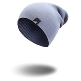 Cotton Blends Hip Hop Beanies For Girl Winter Cap Label Knitted Hat Female Unisex Solid Color Bonnet Casual Slouchy Skullies - webtekdev