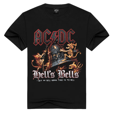 Men/Women cotton AC/DC BELL'S BELLS T-shirt ROCK BAND t shirt Summer acdc tshirt Men Solid Black Men tops loose t-shirts - webtekdev