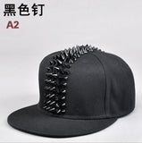 Wholesale Male Spike Studs Rivet Baseball Caps Men Hiphop Punk Rock Flat Snapback Hats - webtekdev