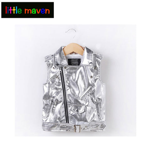 2020 Autumn Baby Girls Boys PU Vest Zipper Turndown Collar Fashion Silver/Black/Red Windbreaker Clothes for boy girl WaistCoat - webtekdev