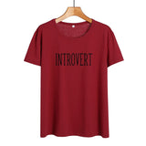 Introvert Book Lovers Nerdy Bookworm Funny Saying Tshirt Summer Women T Shirt Black White Cotton Tops Causal Tee Shirt Femme - webtekdev