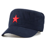 NEW Cotton Military cap for Men women red star Embroidery sailor vintage Hat men's flat camouflage leisure summer captain cap - webtekdev