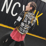 Hip Pop Rivet Pu Leather Jacket Women Punk Leopard And Letter Print Short Slim Locomotive Pu Leather Coat For Woman - webtekdev