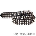 3-Row Studded Leather Belt (Round Studs) - webtekdev