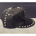 2015 New Arrive Solid Leather Snakeskin grain Rivet Luxury Hats For Unisex Casual Hip Pop Hats Fashion Baseball Cap Snapback - webtekdev