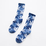 PEONFLY New Personality Printing White Maple Leaves Men Colorful Cotton Socks Hip Hop Street Skater Sock Male Autumn Winter - webtekdev