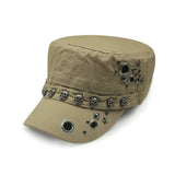 Hip Hop Skull Flat Hats Punk Rivet Ring Men Army Hat Cool Woman Casual Baseball Cap Brand Fitted Hats 2018 New Year'S Gift - webtekdev