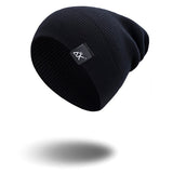 Cotton Blends Hip Hop Beanies For Girl Winter Cap Label Knitted Hat Female Unisex Solid Color Bonnet Casual Slouchy Skullies - webtekdev