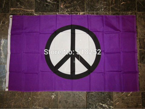 Peace Symbol Purple Flag 3x5 FT 150X90CM Banner 100D Polyester Custom flag603, free shipping - webtekdev